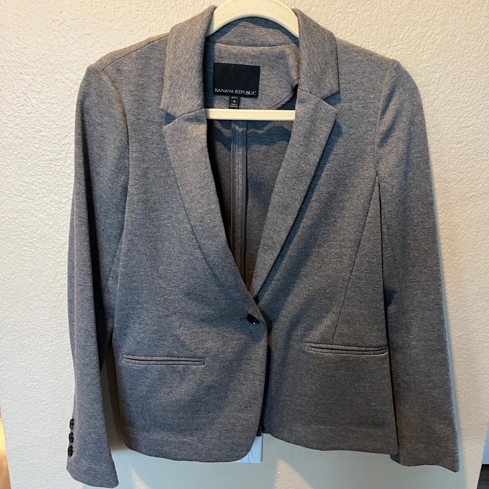 Banana Republic one button Gray Flannel Blazer 4P